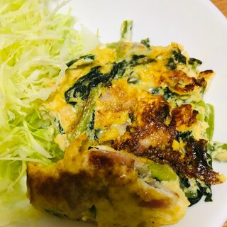 卵とほうれん草と椎茸の卵焼き